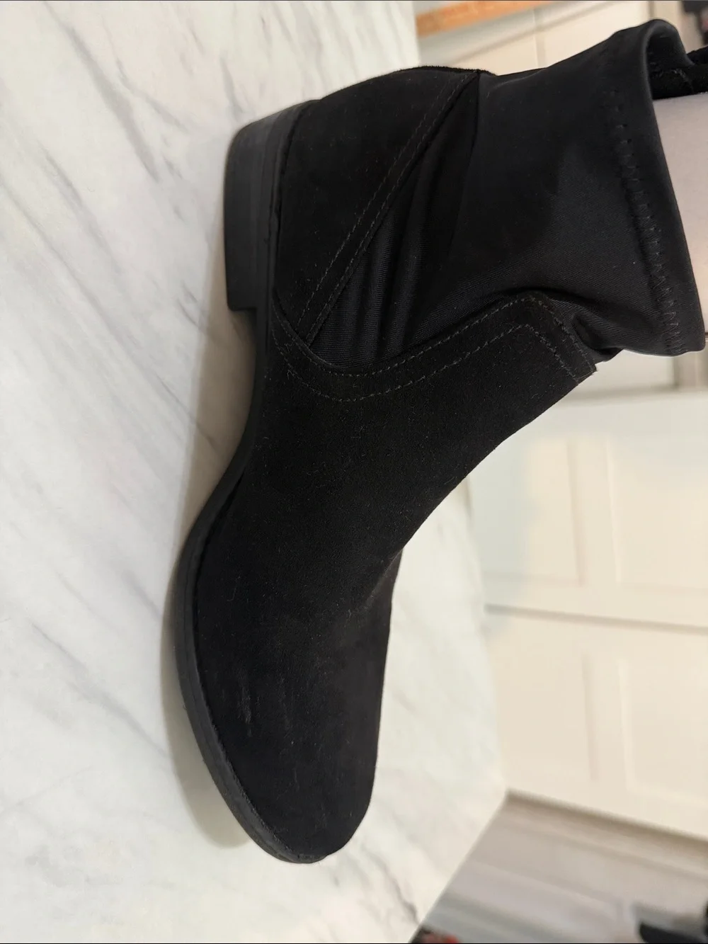Rocket Dog Black Faux Suede Stretch Ankle Boots Women’s Size 9.5 Pull-On